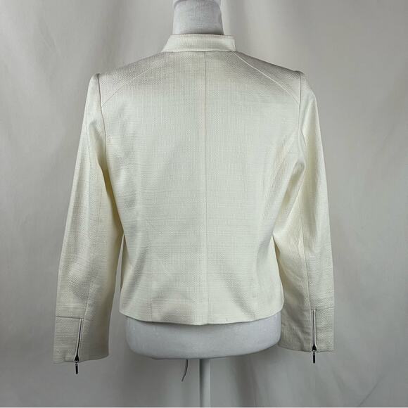 White House Black Market Woven Winter White Short Blazer Jacket NWOT Size 12P - Picture 5 of 15